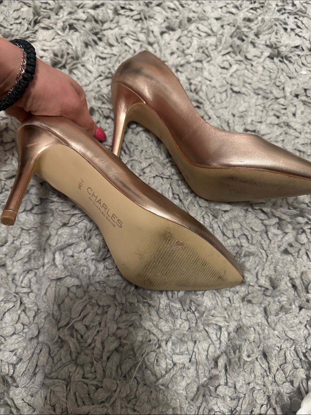 Charles By Charles David Metallic Rose Gold Pointed-Toe Pumps - Picture 8 of 9